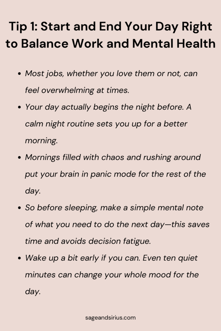 5 Simple Tips to Balance a 9-5 Job and Mental Health - Sage and Sirius